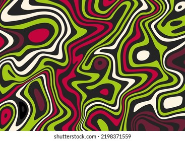 Diseño de textura de manchas abstractas multicolor brillante. Arte moderno de ilusiones ópticas. Fondo con manchas de rayas para afiches, volante, impresión de tela y presentación.
