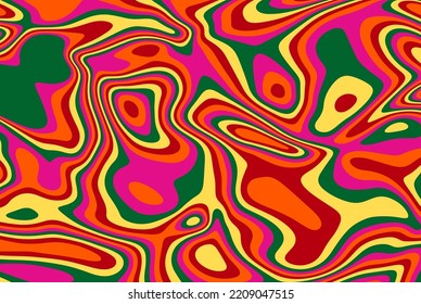 Bright multicolored abstract stain texture design. Modern art of optical illusions. Background with flowing striped spots for poster, flyer, fabric print and presentation