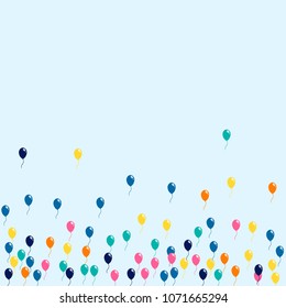 Bright multicolored balloons on a light background.Yellow, pink, blue, orange ball.
