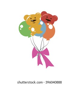 bright multi-colored balloons on a white background