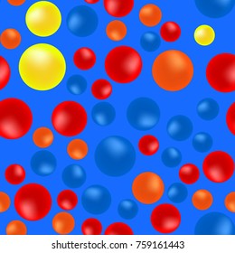 Bright multicolored balls on a black background. Vector illustration.
