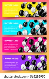 Bright multicolored Birthday banners set. Vector illustration