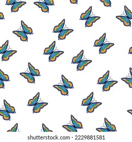 Bright multicolored butterflies seamless pattern. Wallpaper, background, children party, craft paper, scrapbooking