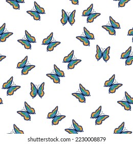 Bright multicolored butterflies seamless pattern. Wallpaper, background, children party, craft paper, scrapbooking
