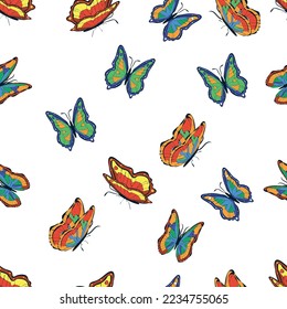 Bright multicolored butterflies seamless pattern. Wallpaper, background, children party, craft paper, scrapbooking