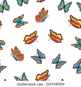 Bright multicolored butterflies seamless pattern. Wallpaper, background, children party, craft paper, scrapbooking