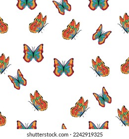 Bright multicolored butterflies seamless pattern. Wallpaper, background, children party, craft paper, scrapbooking