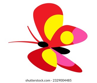 Bright multicolored butterfly. Logo template. Isolated image.