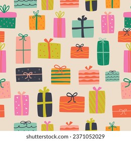 navidad multicolor brillante patrón sin fisuras de regalos