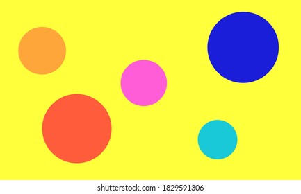 Bright multicolored circles on a yellow background festive abstraction wallpaper for design