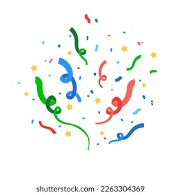 Bright multicolored confetti on a white background. Vector illustration