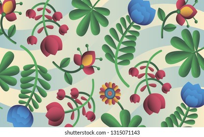 Bright multicolored floral background. Abstract vector wallpaper. The composition of flowers in bright colors. EPS 10.