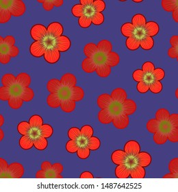 Bright multicolored floral seamless pattern. Repeat abstract botanical pattern. Vector illustration.