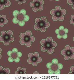 Bright multicolored floral seamless pattern. Repeat abstract botanical pattern. Vector illustration.