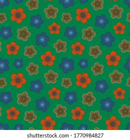 Bright multicolored floral seamless pattern. Repeat abstract botanical pattern. Vector illustration.