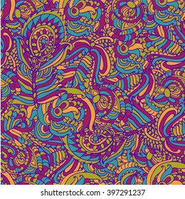 bright multicolored floral seamless pattern ornament boho style with ethnic elements vector illustration