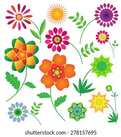 Bright multicolored flowers. Vector illustration.
