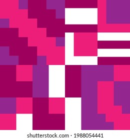 Bright multicolored geometric ornament. Background with pink and purple geometric shapes.