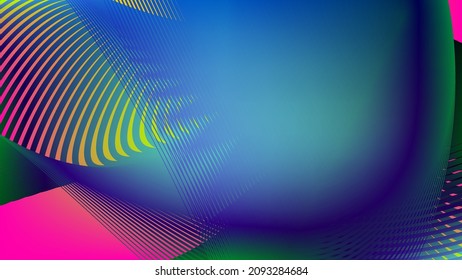 Bright multicolored gradient mesh and lines blend abstract digital vector art.
