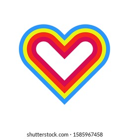Bright multi-colored heart icon. Vector drawing. Isolated object on a white background. Isolate.