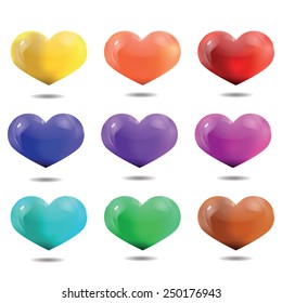  Bright multicolored hearts, template for Valentine's Day and wedding's design