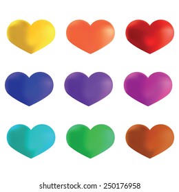  Bright multicolored hearts, template for Valentine's Day and wedding's design