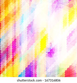 Bright multicolored hexagons, abstract geometric vector background