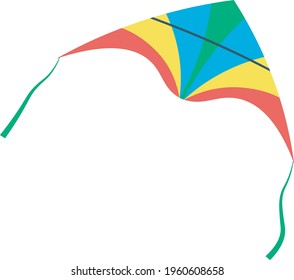 A bright multicolored kite.Vector illustration isolated on white background.