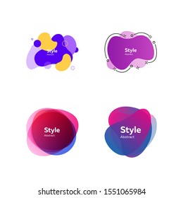 Bright multicolored liquid shapes set. Modern abstract banners with sample text. Trendy minimal templates for presentations, banners, apps and web pages. Vector illustration