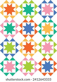 Bright multicolored patchwork seamless pattern. Vector illustration.