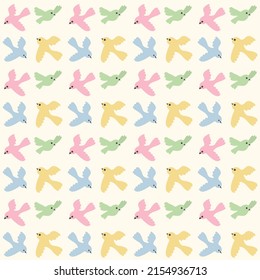 Bright multi-colored pattern. Birds pattern in cartoon style. Children's pattern.