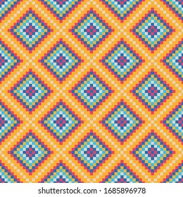 Escuadrones de píxeles brillantes y multicolores. Patrón sin problemas. Ilustración gráfica vectorial.Antecedentes. Textura.
