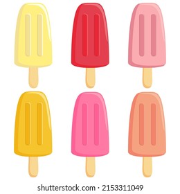 Bright multicolored popsicle on a stick. Vector graphics, isolate