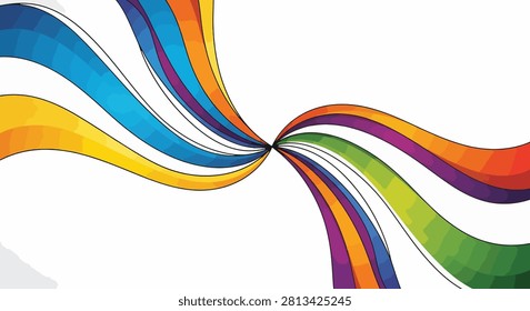 Bright multicolored ribbons twisted together in a dynamic rainbow gradient pattern