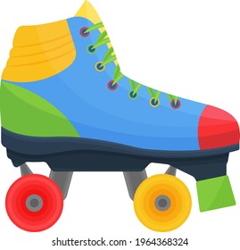 patines de rodillos multicolores brillantes en tonos rojos, azules, naranjas y verdes, para practicar senderismo y deportes. Ilustración vectorial aislada en fondo blanco.