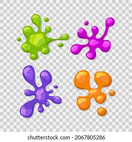 Bright multicolored slimes. Viscous shiny puddles. Vector cartoon illustration.