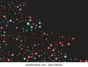Bright multi-colored stars scattered on a dark background. Festive background. Design element. Vector illustration, EPS 10.