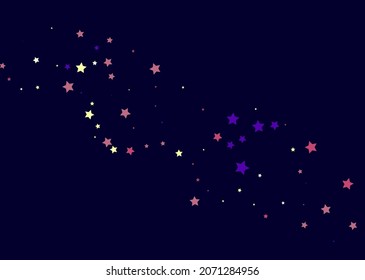 Bright multi-colored stars scattered on a dark background. Festive background. Design element. Vector illustration, EPS 10.