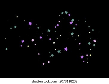 Bright multi-colored stars scattered on a dark background. Festive background. Design element. Vector illustration, EPS 10.
