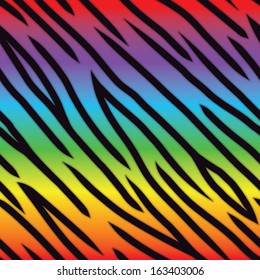 A bright multicolored tiger stripe background. Seamlessly Repeatable. Eps 10 Vector.