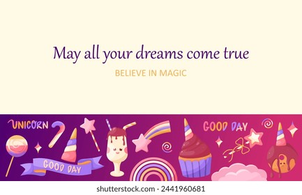 Bright multicolored vector background in unicorn colors with text