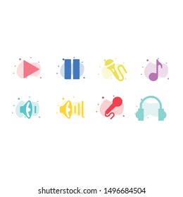 bright multi-colored vector icons, music