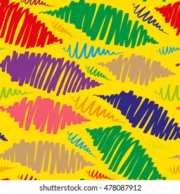 Bright multicolored zigzags, lines. Vector seamless pattern