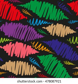 Bright multicolored zigzags, lines. Vector seamless pattern