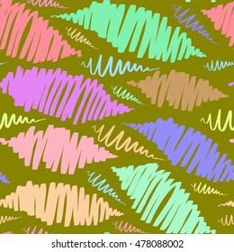 Bright multicolored zigzags, lines. Vector seamless pattern