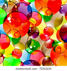  Bright multi-coloured spheres. Greetings background.