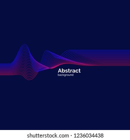 Bright music poster with dynamic waves. Vector illustration minimal flat style