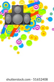 Bright musical background on a white