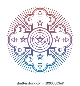 Bright mystery, occult esoteric symbol isolated on white background. Vector illustration