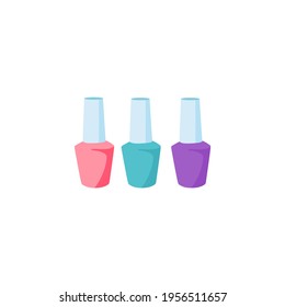 Bright nail polish. Vector illustration. Selfcare concept.